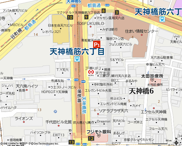 天六支店付近の地図